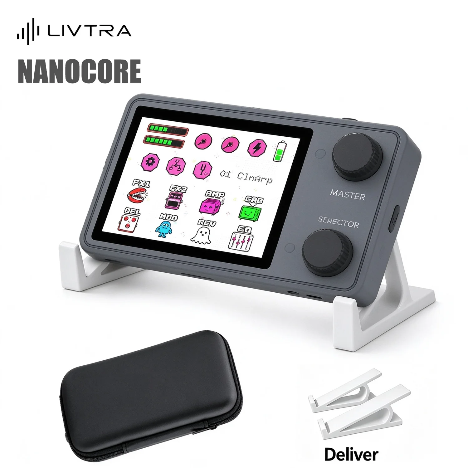 LIVTRA NANOCORE Mini Multi-Effect Processor Pocket Pedal AMP AI Drums Loopback NAM Master Tone for Acoustic Electric Guitar Bass