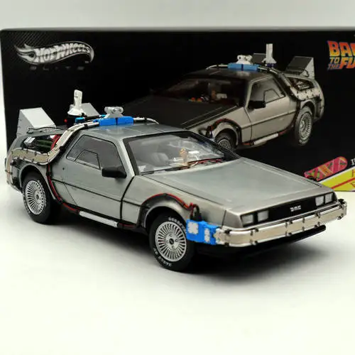 HOT WHEELS 1:18 DMC Car BACK TO THE FUTURE TIME MACHINE HOVER MODE DeLorean DMC Collector Edition Metal Diecast Cars Gift