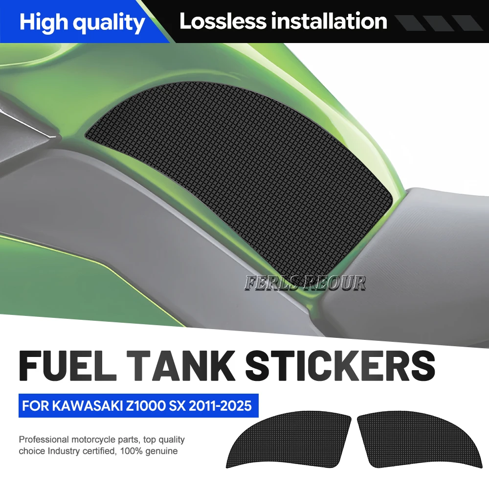 Fuel tank stickers, black anti-slip mats, protective mats, and anti-scratch mats for Kawasaki Z1000 SX 2011-2025.