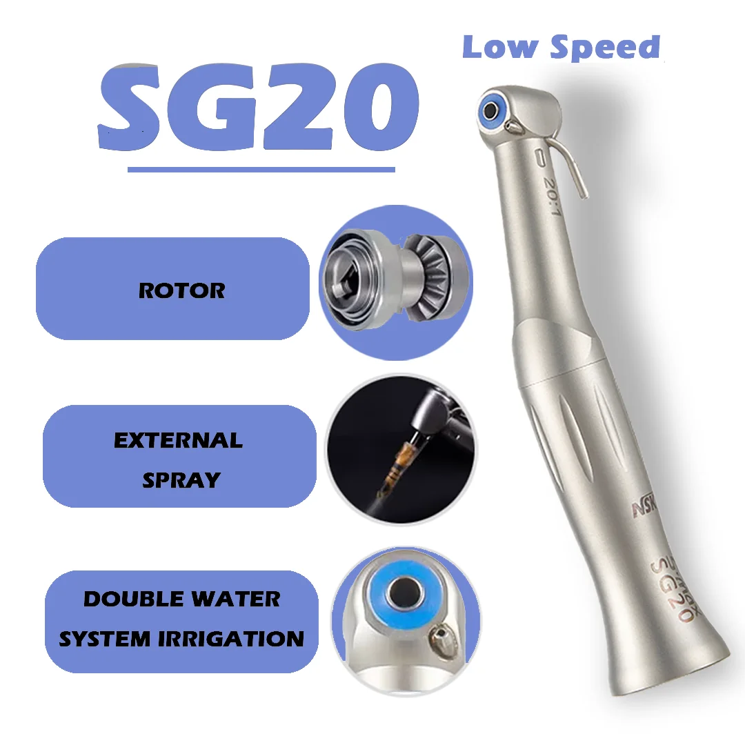 

NSK S.Max SG20 contraangulo Dental Low Speed Handpiece 20:1 Reduction Implant Surgery Contra Angle Handpiece Air Turbine