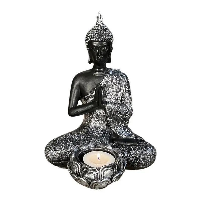 

Buddha Candle Holder Desk Resin Candle Holder Elegant Tea Light Holder Decorative Sculpture For Meditation Yoga Room Living Room