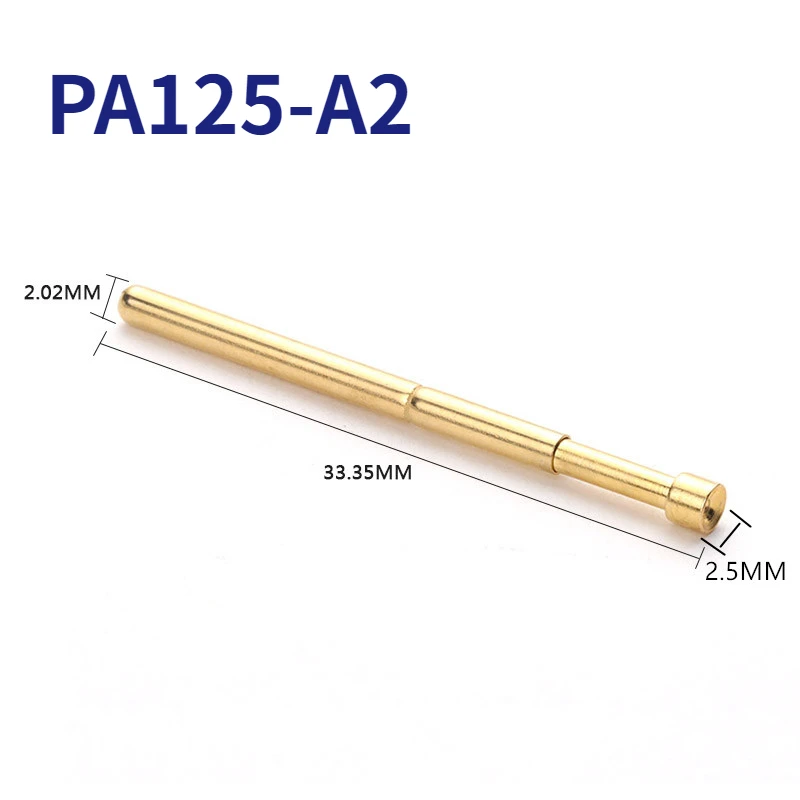 

100PCS/pack Gold Plated Spring Test Pin PA125-A2 Cup Head 2.02MM Outer Diameter 33.35mm Length PCB Probe