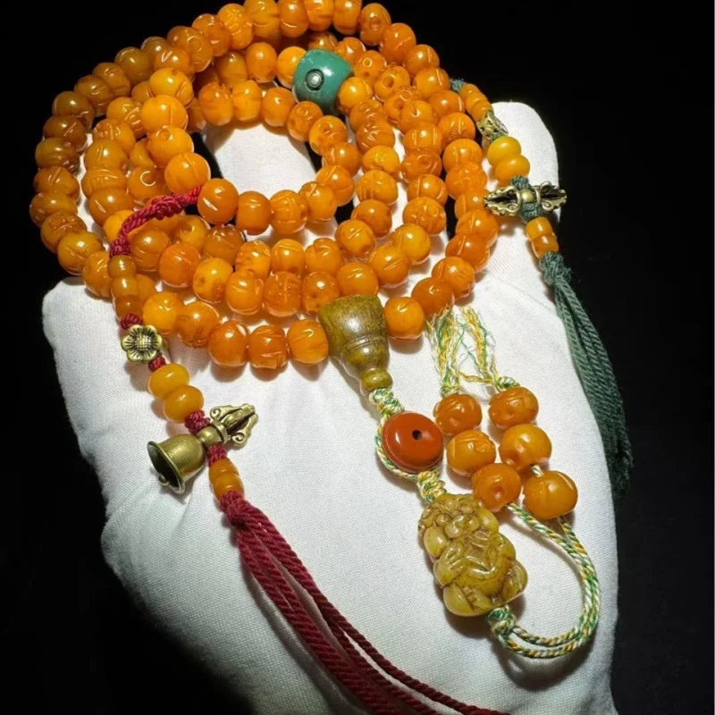 - returned bone barrel , 108-bead Buddhist prayer beads, neck pendant, collectible item, Tibetan-style Shituo L