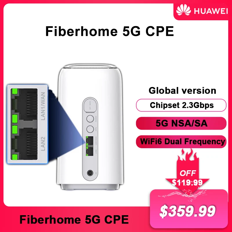 Global version Fiberhome 5G CPE router NSA/SA modem 5g wifi sim card Cat19 hotspot Wireless repeater extender 5G wifi 6 Router