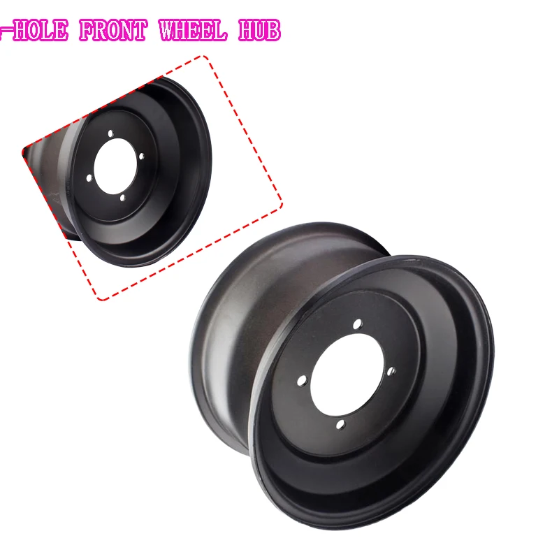 Heavy Duty 23x7-10 & 21x7-10 Inch ATV Four Hole Front Wheel Rims Steel Black Ring for Kart
