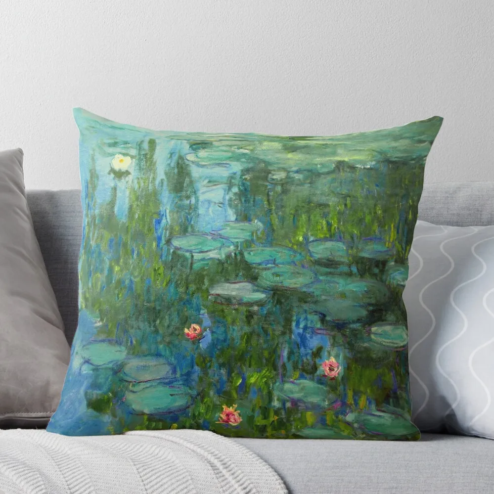 

Water Lilies (or Nymphéas) Claude Monet Fine Art Throw Pillow Elastic Cover For Sofa Luxury Cushion Cover