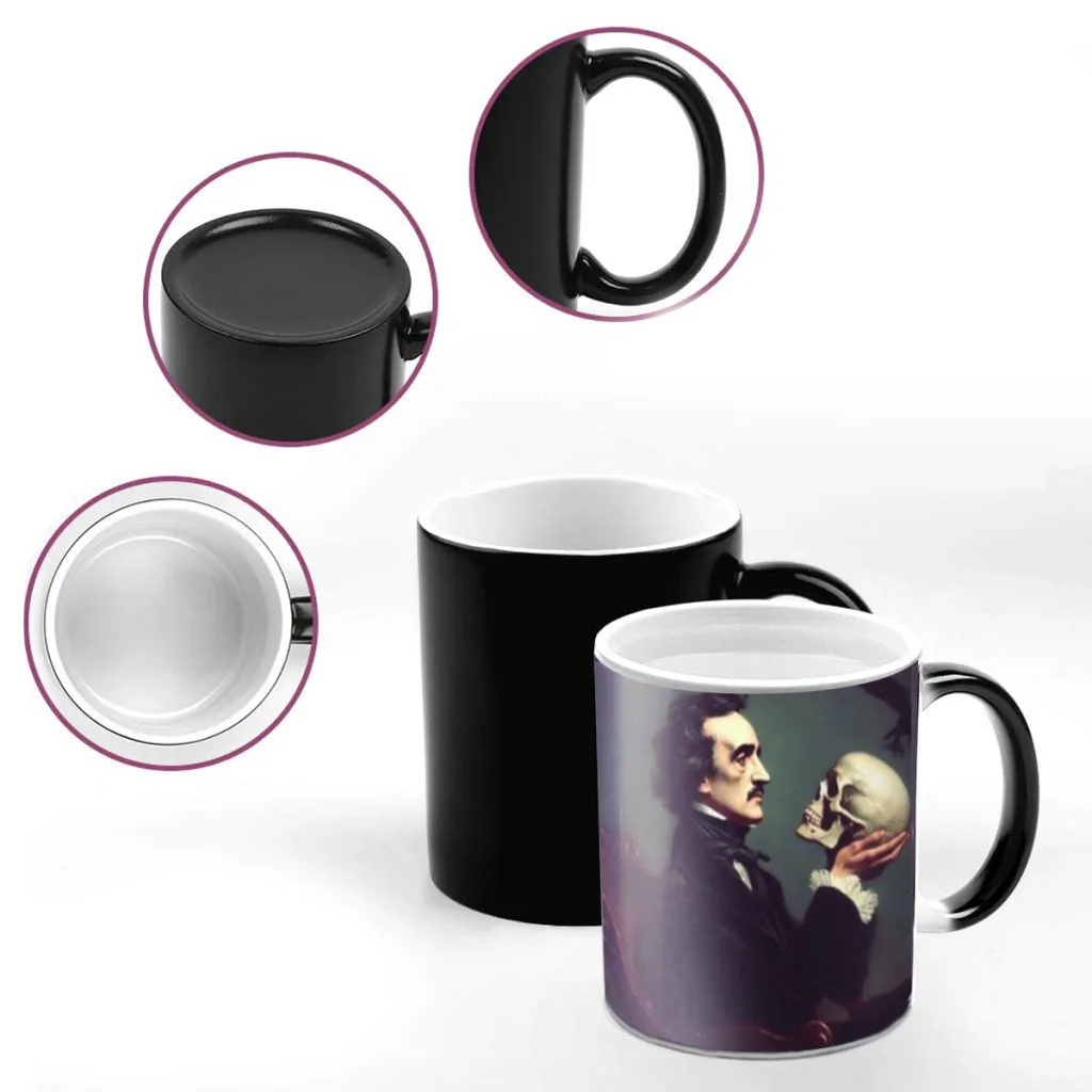 Edgar Allan Poe One Piece Coffee Mugs And Mug Creative Color Change Tea Cup Ceramic Milk Cups Novelty Gifts