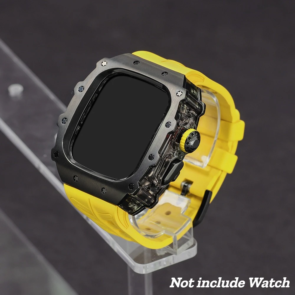 Luxury Modification  Kit for Apple Watch S11 S10 46mm Silicone Band Stainless Steel Case Mod Kit For iwatch Series 11 S10 46mm