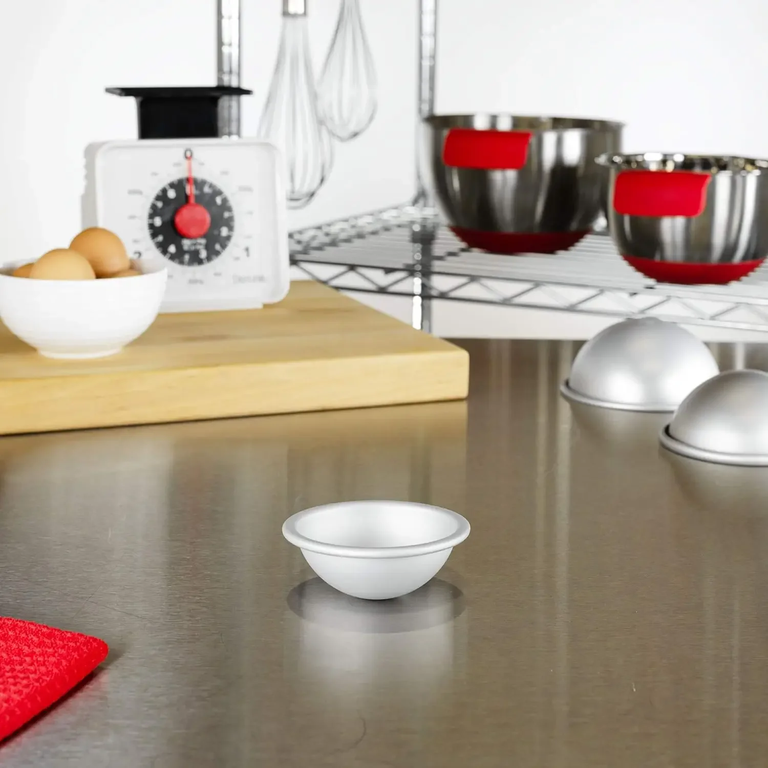 Forma de hemisfério para bolo, 2,75 x 1,4 polegadas, prata