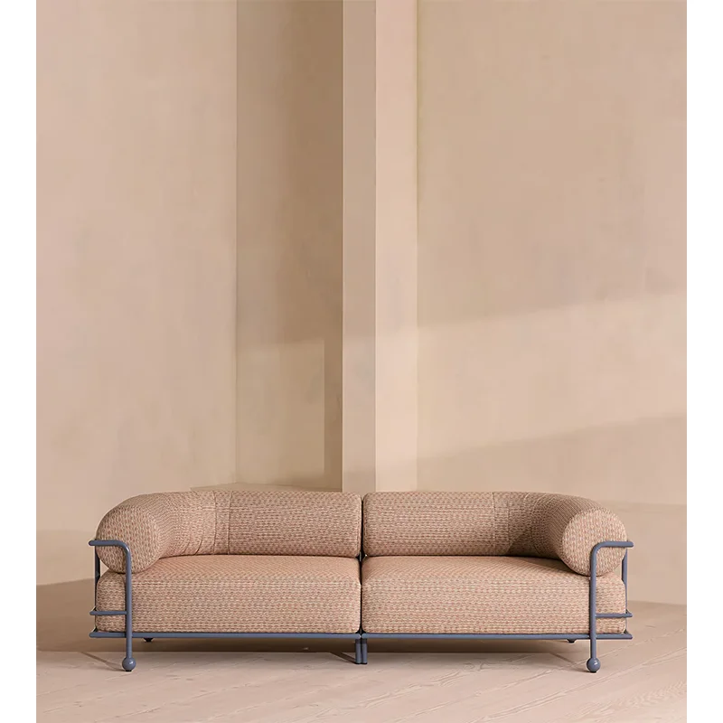 Excellent Quality Garden Aluminum Funiture muebles de jardin Weather-resistant Comfort Cushion Linen Fabric Outdoor Sofa