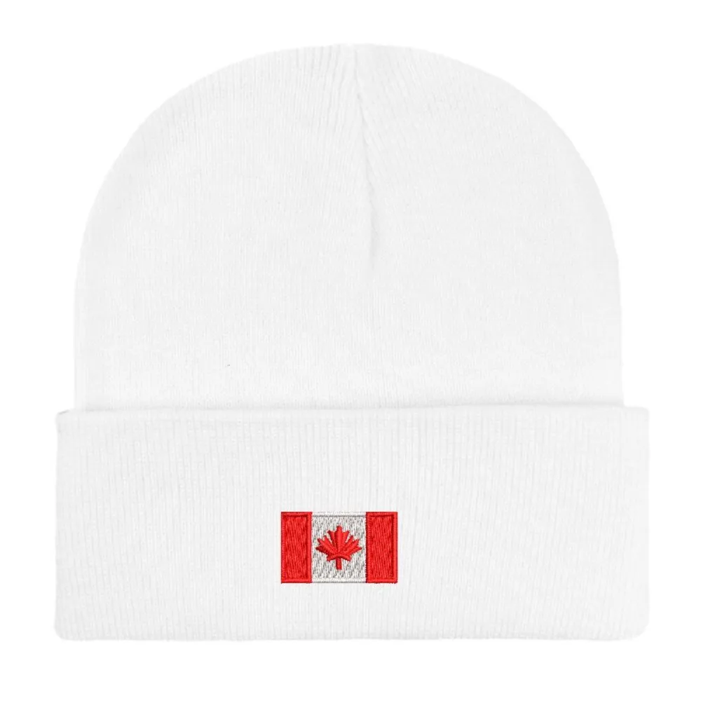 Embroidery Design Canada flags Beanies Knitted hats Custom Text Winter thick caps Men Women Female Caps Warmer Bonnet hat