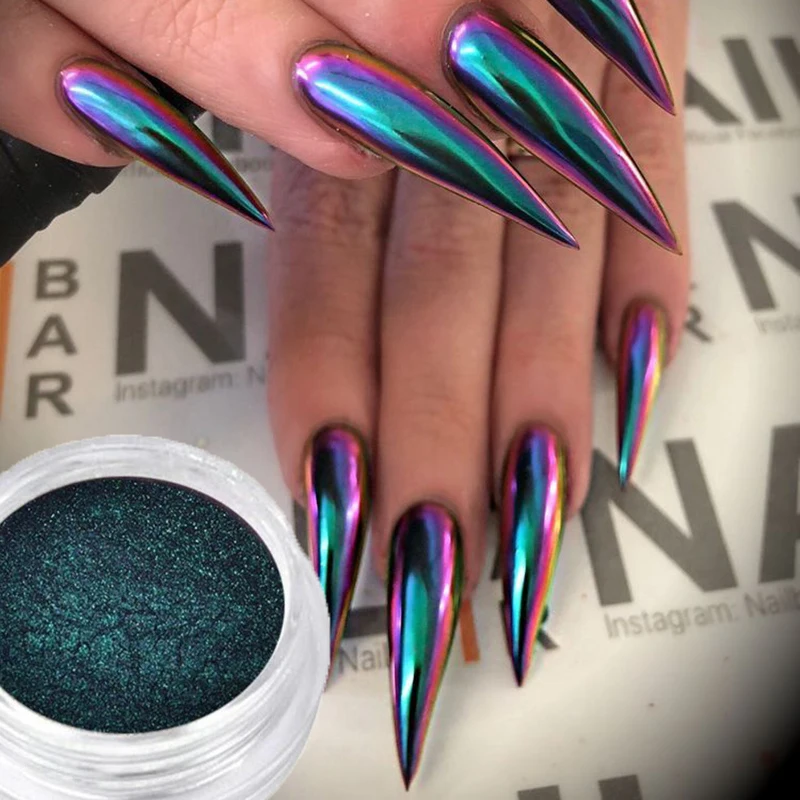 5 cores natal & halloween camaleões espelho prego em pó super-fino gradiente cromo pó diy polarizando camaleão prego poeira