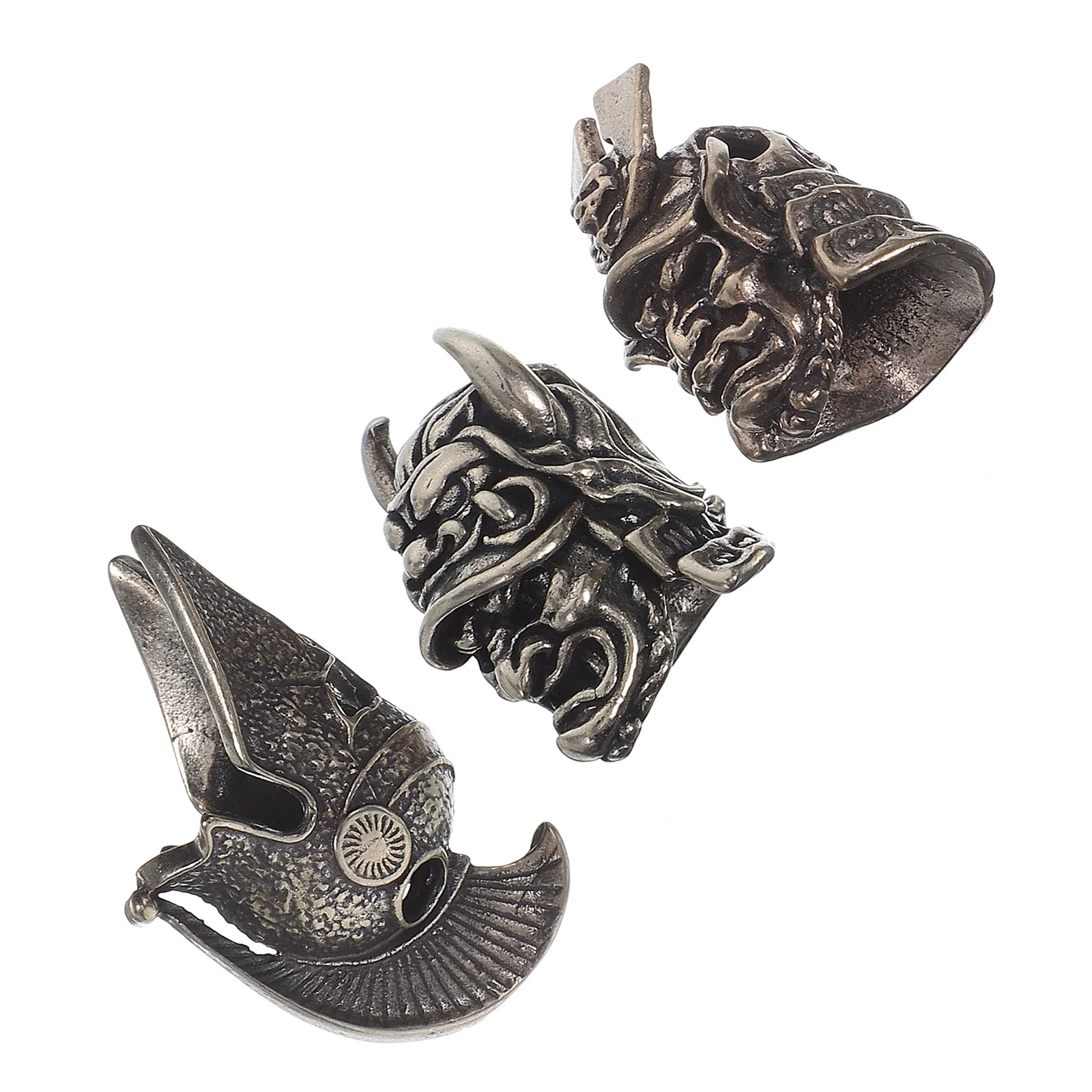 

3Pcs Vintage Samurai Skull Charms Japanese DIY Pendant Jewelry Craft Supplies Retro Keychain Accessories