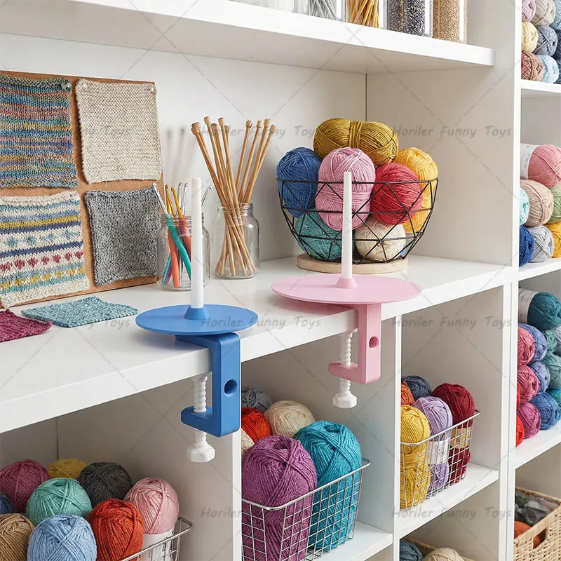 3D Printed Yarn Holder for Crocheting Yarn Ball Rotating Shaft Yarn Spinning Knitting Tool Desktop Fixator with 2Sizes Turntabol