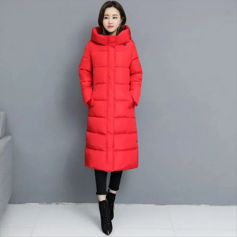 

Long Hooded Parkas for Women 2023 New Fashion Thicken Warm Autumn Winter Long Sleeve Loose Parkas Chic Casual Solid Zipper Coats