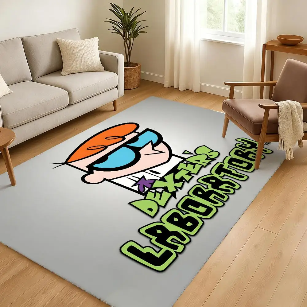 Dex-ters Laboratory Floor Mat Soft Thickened Absorbent Non-Slip Bedroom Living Room Door Mat Home Decor Flannel Rugs