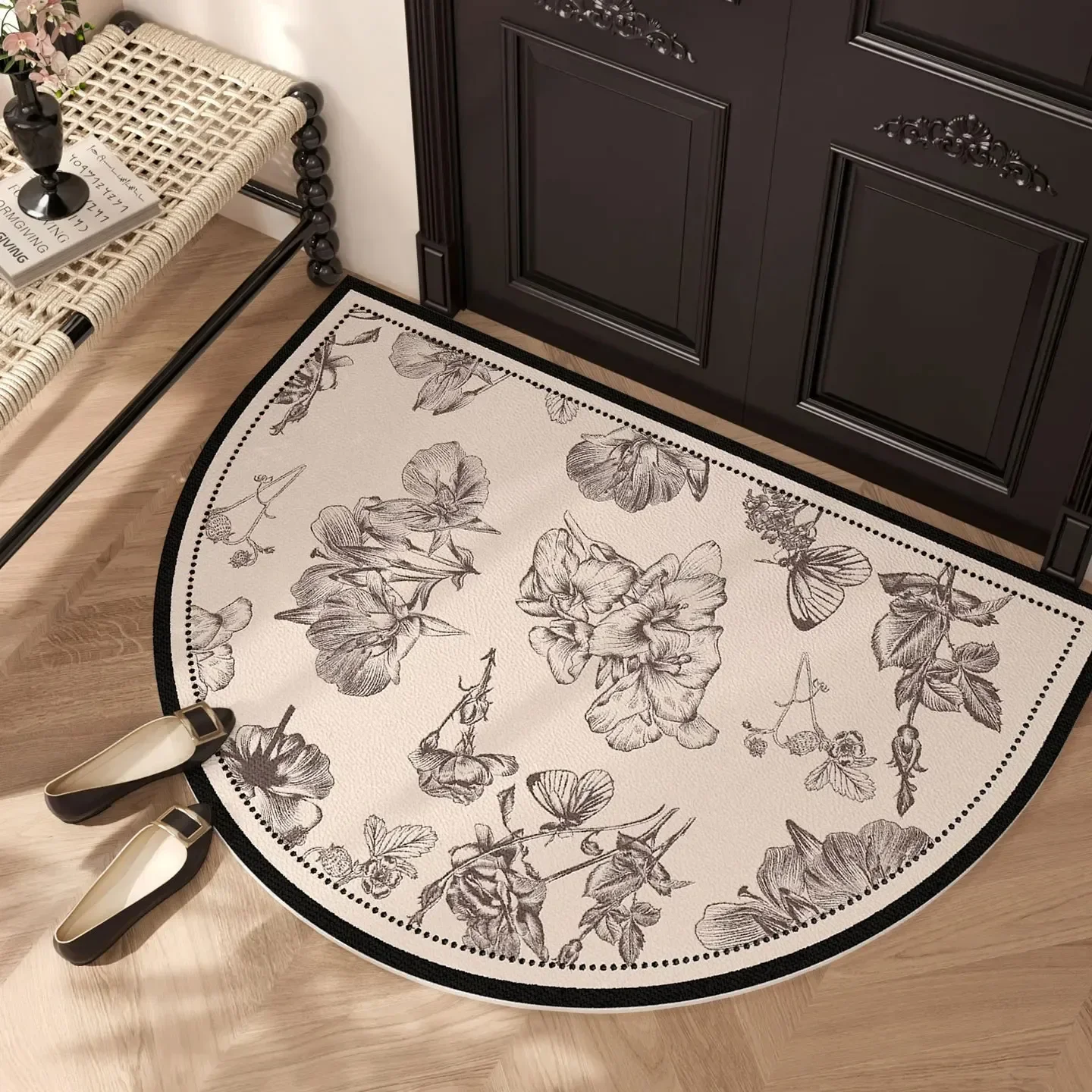 Semi Circle Entrance Doormat Non Slip Half Moon Floor Rug Modern Minimalist Entryway Carpet Kitchen Bedroom Home Decoration