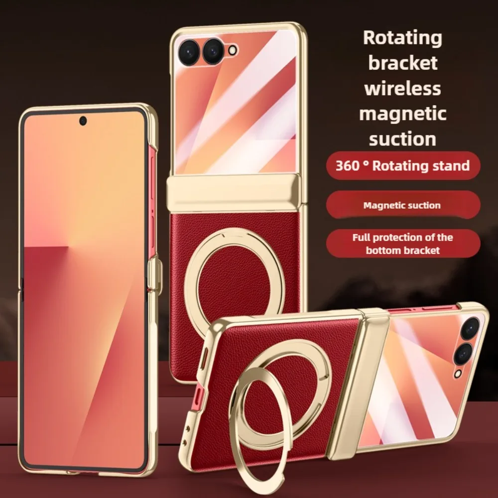 

360 ° Вращающийся чехол для телефона с магнитным держателем Magsafe и защитной пленкой HD для Samsung Galaxy Z Flip 7 Flip7 5G, шарнирная крышка