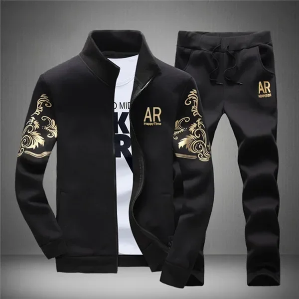 Fashion New Men Letter Hoodies Outerwear 2 Pieces Autumn Sporting Track Suit Male Fitness Sweatshirts  + Pants Sets