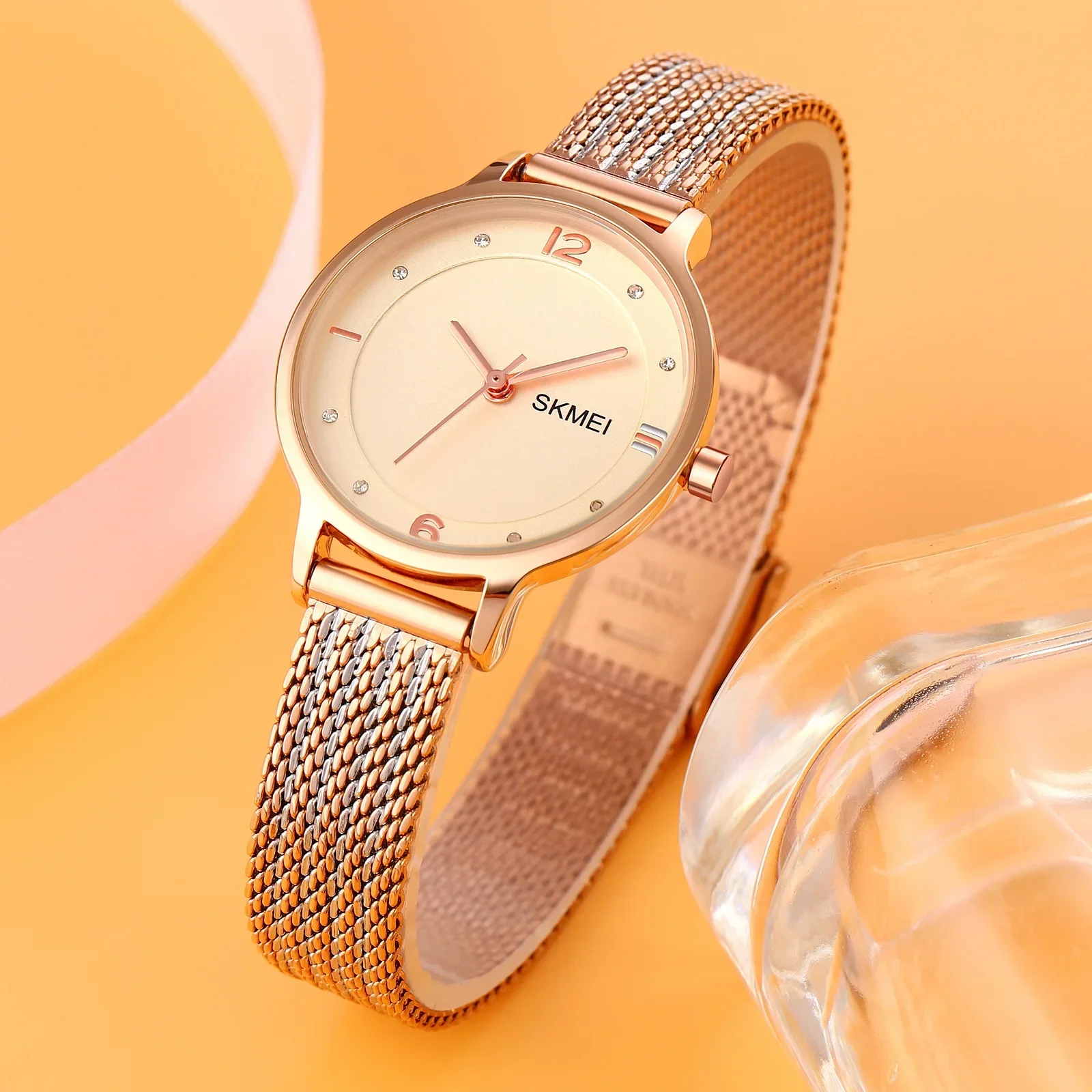 SKMEI 1874 Fashion Japan Quartz Movement Wristwatch Ladies Hour Clock Relogio Feminino Stainless Steel Bracelet Women Watches