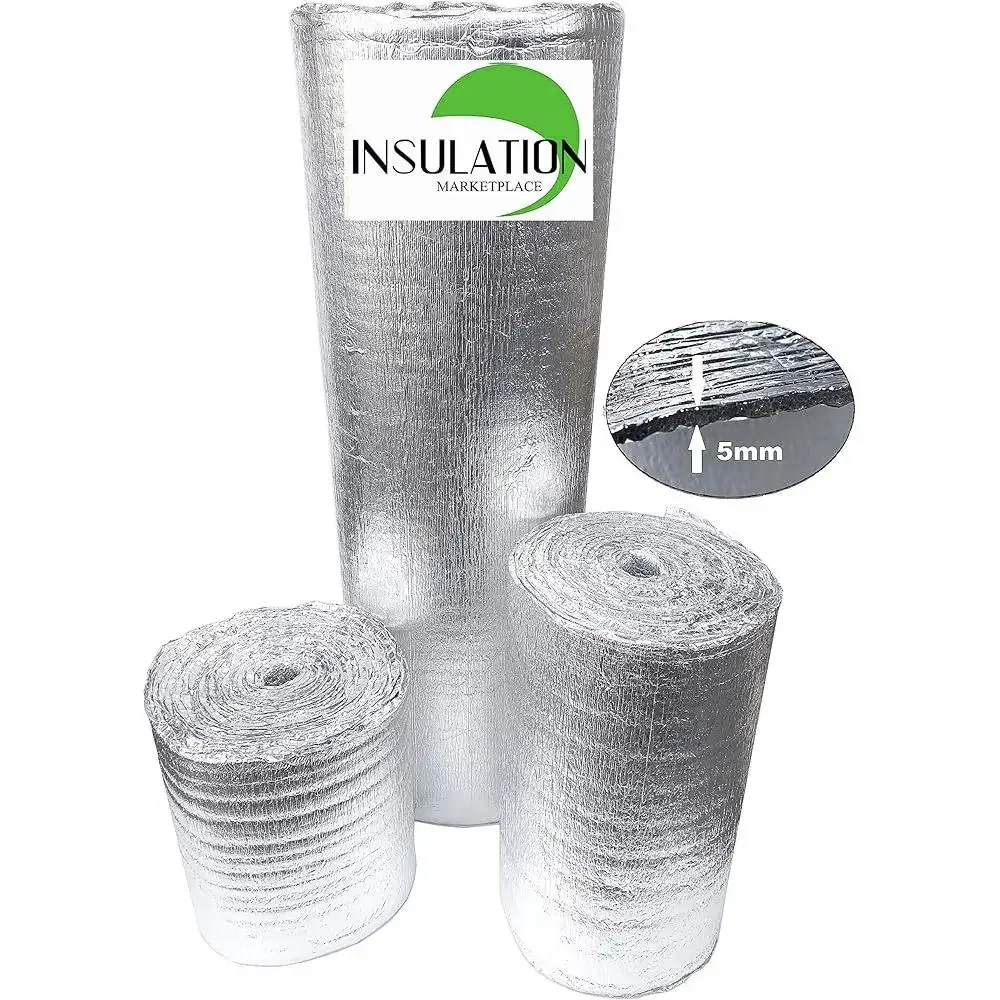 Reflective Insulation Roll R-8 Radiant Barrier Foam Core Duct Wrap 5mm Vapor Sound Fireproof Attics Walls Floors Pipes