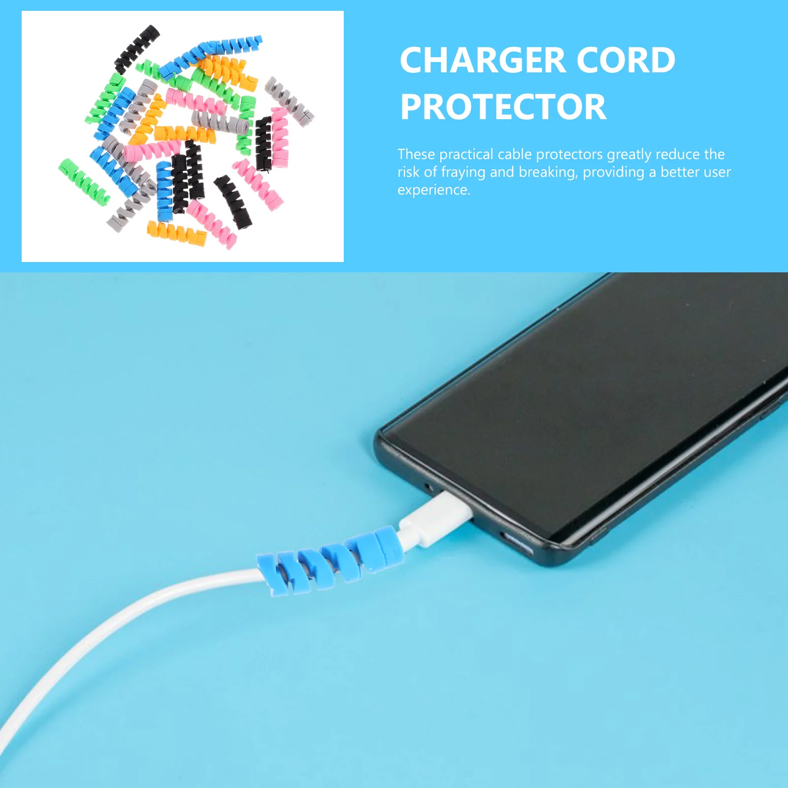 

30Pcs Phone Cord Protector Universal Design Silicone Cable Protective Covers Durable Wire Protector Cable Protectors for Wires