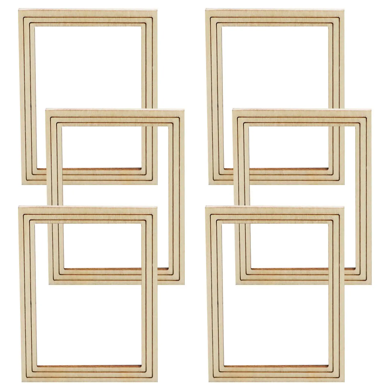 

6Pcs Mini Photo Frame Wooden Tiny House Accessories Unfinished Wood Frames DIY Craft Supplies Micro Landscape Decoration