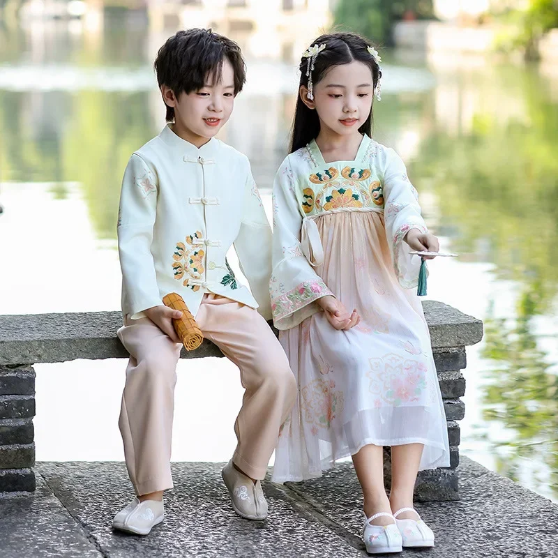 Children's Hanfu Performance Clothes Chinese Style Boy Girl Costume Elementary School Class Chorus Tang Suit Autumn Moon Festiva