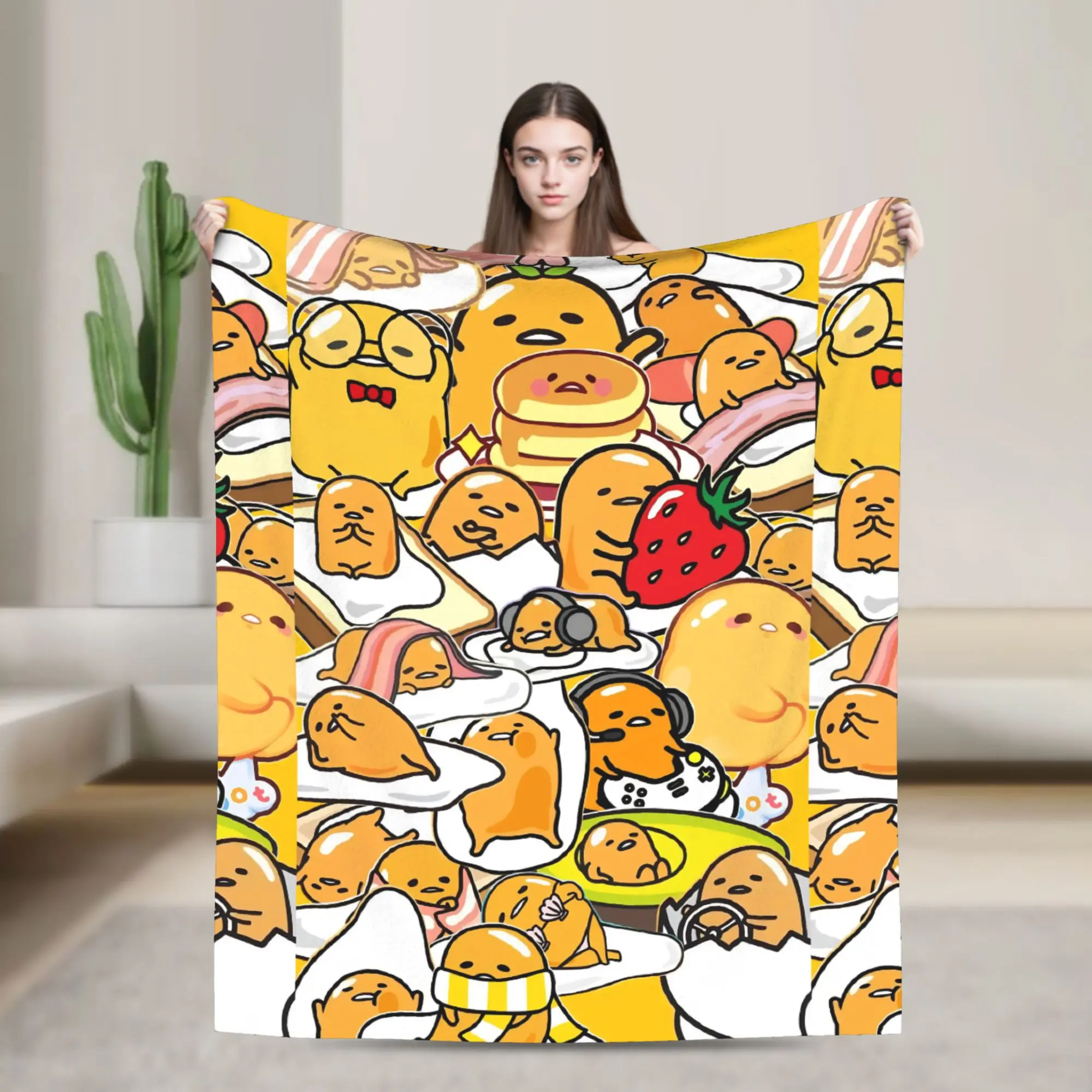 

Gudetama Cute Egg Cartoon Knitted Blankets Fleece Super Warm Throw Blanket for Bed Bed Rug