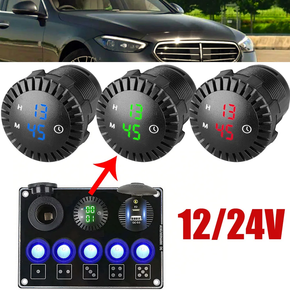 

12V/24V Universal Auto Accessories Car Dashboard Electronic Decoration Clock Instrument Panel LED Display Digital Touch Watch