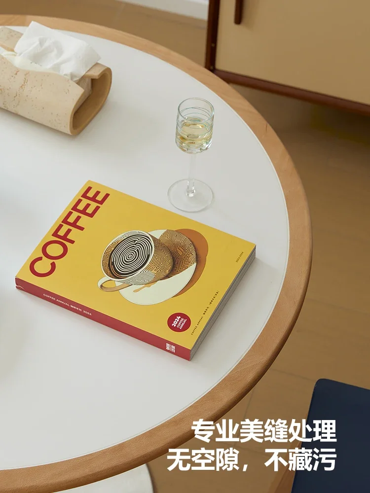 Furniture: Concentric slate round table, beech wood for home use, small apartment dining table, log style