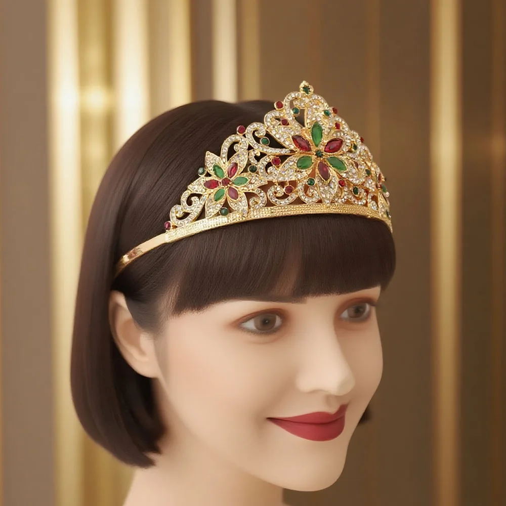 Morocco style women hair crown gold plated middle east arabic luxury bride hear wear festival hair jewelry