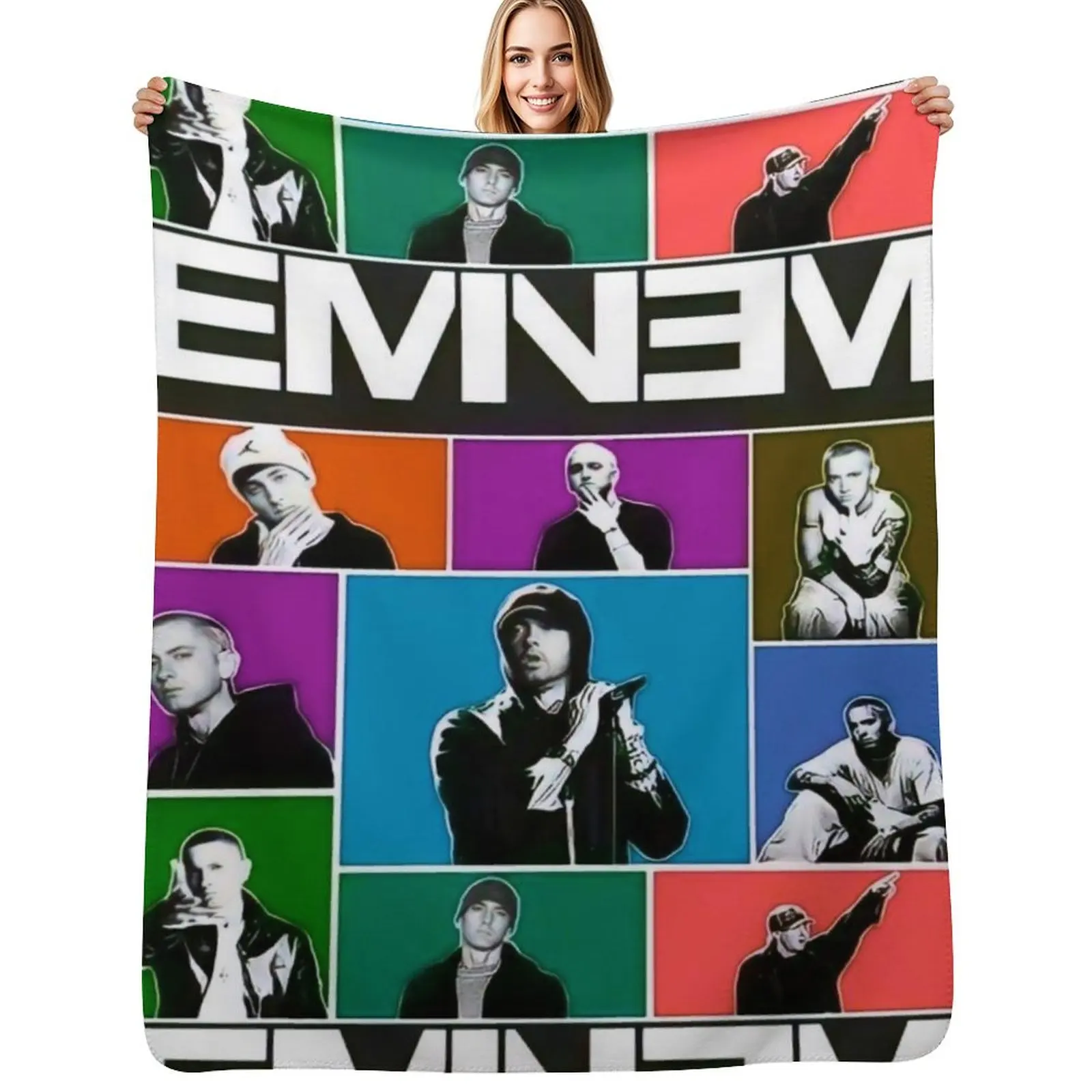 

Mosaic Eminem Throw Blanket Shaggy For Decorative Sofa Large Vintage Blankets