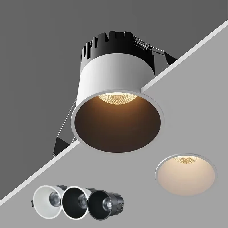 

LED Recessed Downlight Black Modern Spotlight Indoor Anti-glare CRI97 Aluminum Ceiling Light for Living Room Bedroom