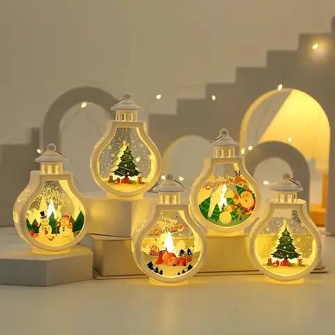 Christmas lantern LED Lighted Snowman Lamp With Santa Claus Decorative Hanging Lanterns Christmas Snow Globes Gifts For Children