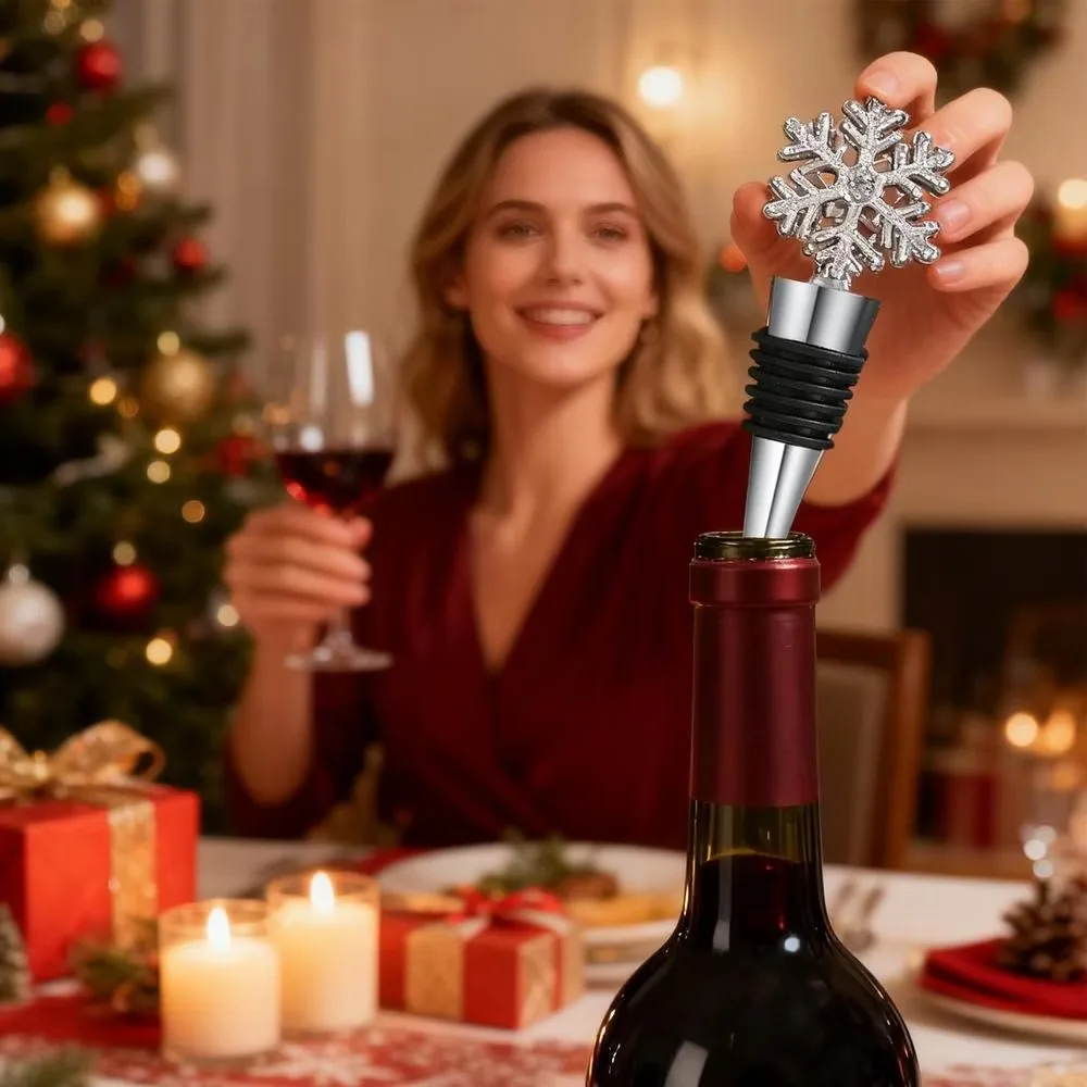 Deer Snowflake Tree Shape Christmas Wine Stopper Zinc Alloy Gold/Silver Wine Preserver Cap Sealed Decorative Wine Cork