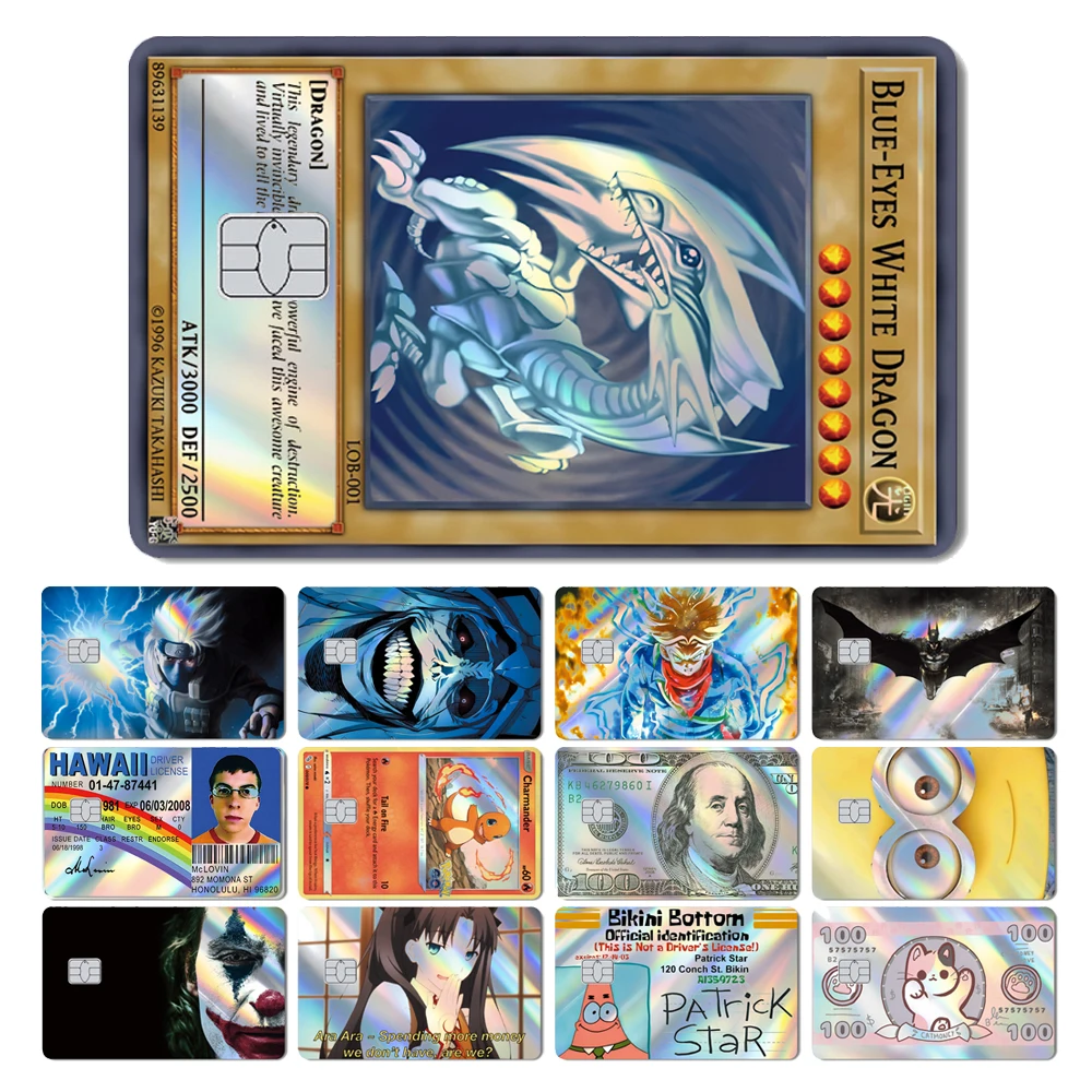 Magic Shark Laser Holographic Blue Eyes Dragon Meme Mclovin Credit Debit Card Skin Film Sticker No Fade