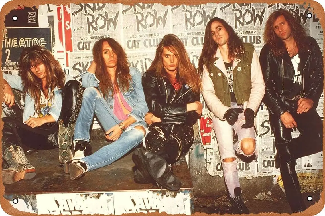 1p,Music Metal Posters Skid Row Band Portrait 1989 Tin Metal Sign 8