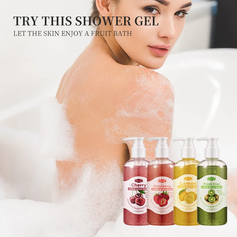 280ml Deep Exfoliating, Cleansing, and Moisturizing Skin Scrub Shower Gel, Deeply Cleanses the Body and Gently Removes Dead Skin Cells