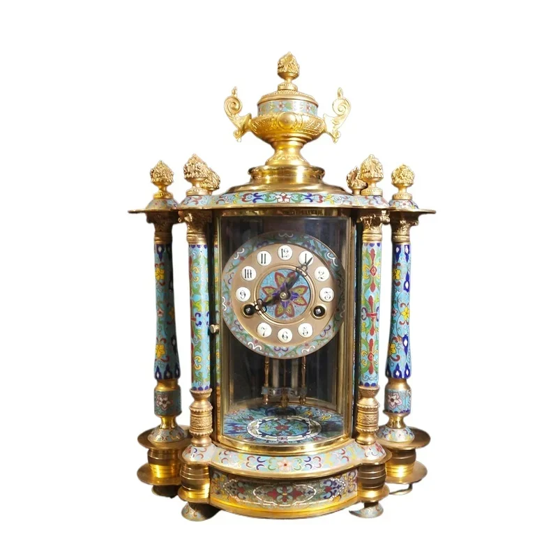 

European Western cloisonne old-fashioned retro winding mechanical clock, home creative living room pendulum clock