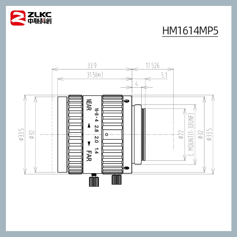 C Mount Lens 16 Mm 5 Mega Pixel Fa Ống Kính 2/3 "Tiêu Cự Cố Định Công Nghiệp Ống Kính Máy Ảnh Độ Biến Dạng Hướng Dẫn Sử Dụng hoa Tán Thị Giác Máy Ống Kính
