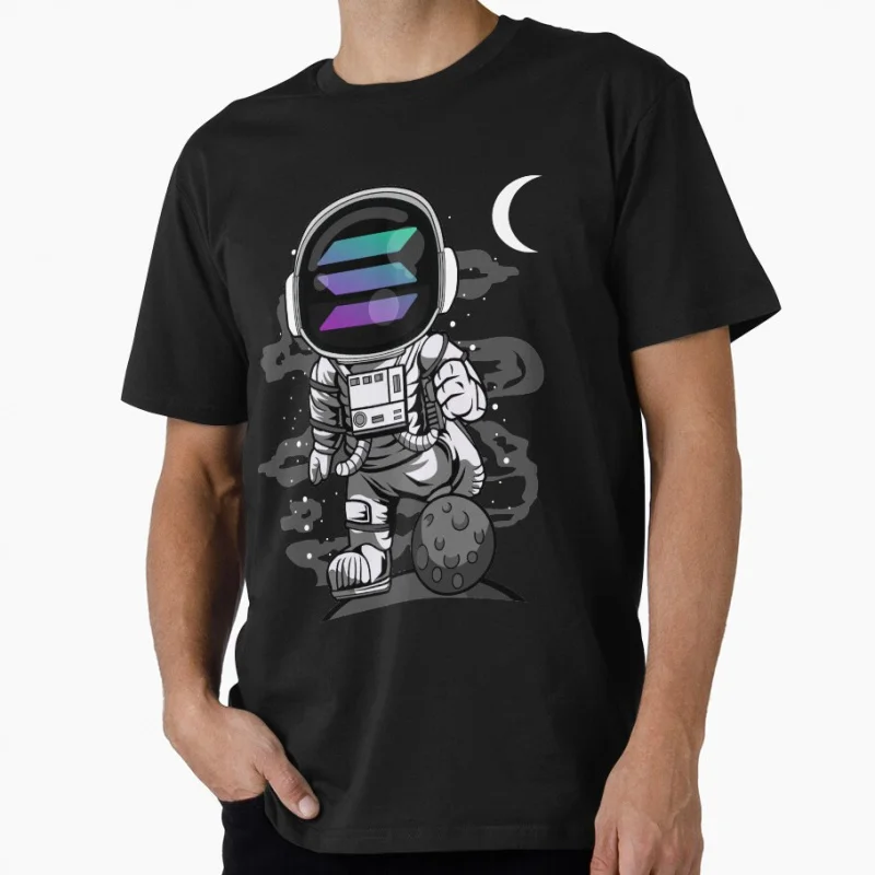 

Astronaut Solana Coin To The Moon Crypto Token Cryptocurrency Wallet Gift T shirt Large size Tops 100% cotton printed clothes