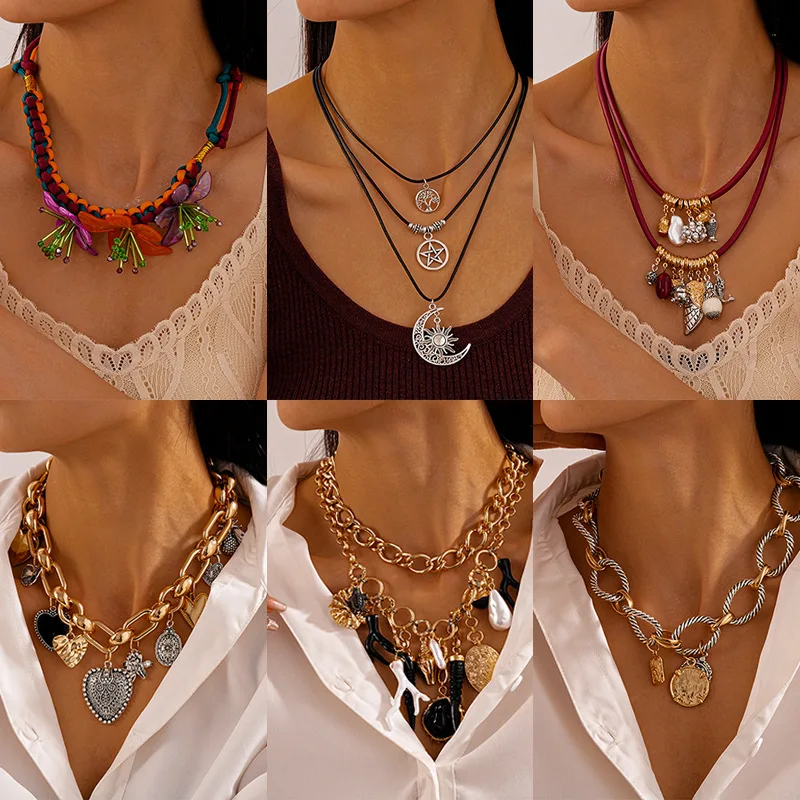 Mid-style Metal Heart-shaped Conch Necklace Light Luxury Niche Exaggerated Collarbone Chain Personalized Design Jewelry 2025 Jp