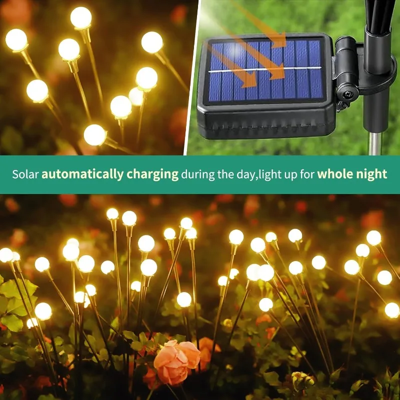Solar Garden Lights 10 LED Solar Lights Outdoor Waterproof IP65 Decorative Garden Lights Solar Powered Outside Fairy Firefly Lights Garden Gifts for Yard Patio Pathway Decor