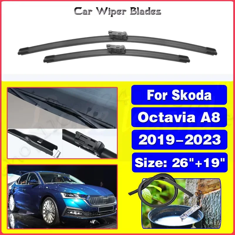 

For Skoda Octavia A8 2019 - 2023 Windshield Windscreen Window Car Rain Brushes 2020 2021 2022 26"+19" Silent upgrade version