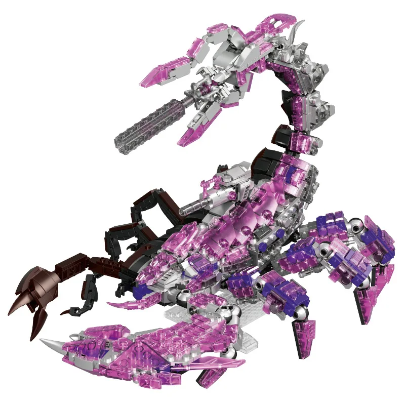 Idea Animal Mecha Cyber Punk Building Block Crystal Scorpion Battle Robot Mech Model Steam Construction Brick Toy For Gifts