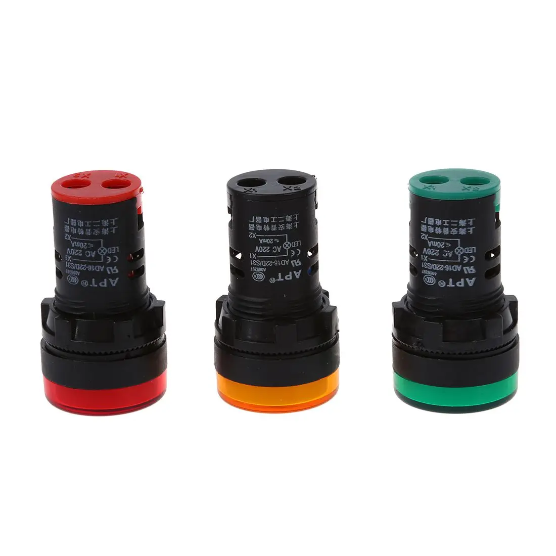 AT77 Лампа красного, желто-зеленого света 22 мм Светодиодная панель пилота переменного тока 220 В 3 шт.