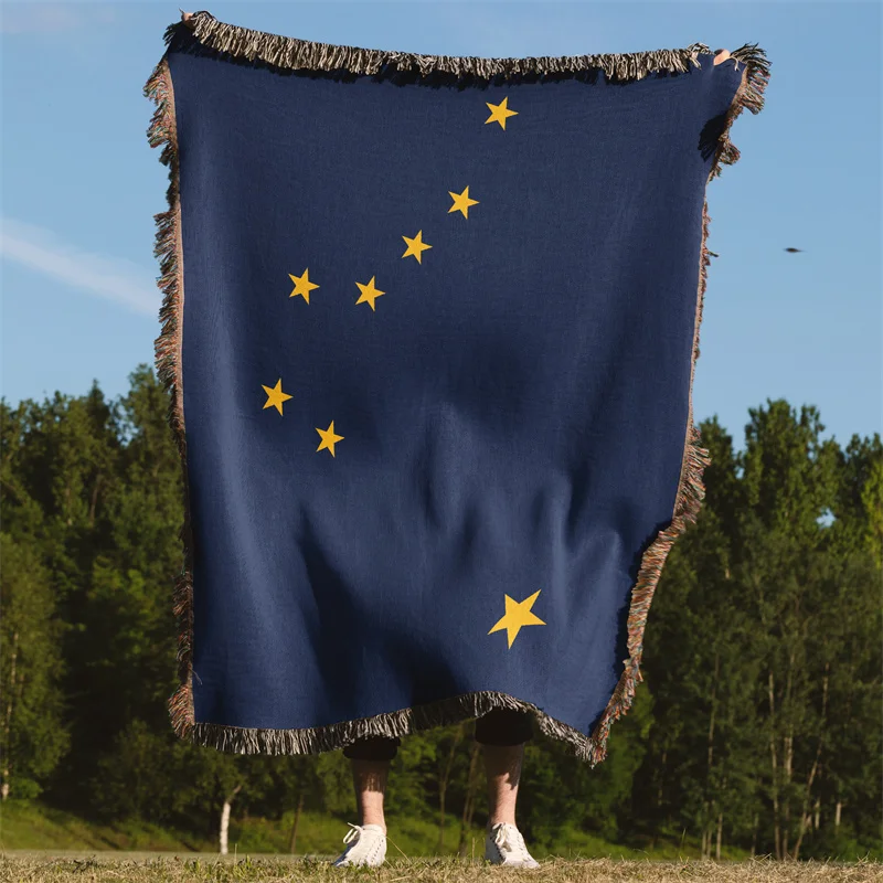 

Aertemisi Alaska United States of America Jacquard Fringed Woven Throw Blanket
