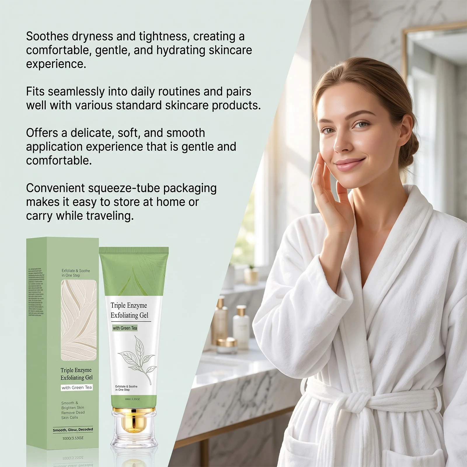 Green Tea Exfoliating Gel Deep Clean Pores Blackheads Refine Skin Brighten Dark Spot Moisturizing Peeling Scrub Facial Care Gel view 2