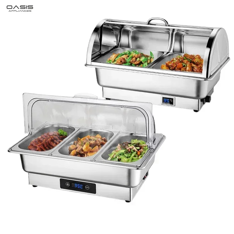 موقد بوفيه كهربائي من الفولاذ المقاوم للصدأ مع قلاب مربع - غطاء لإفطار الفندق